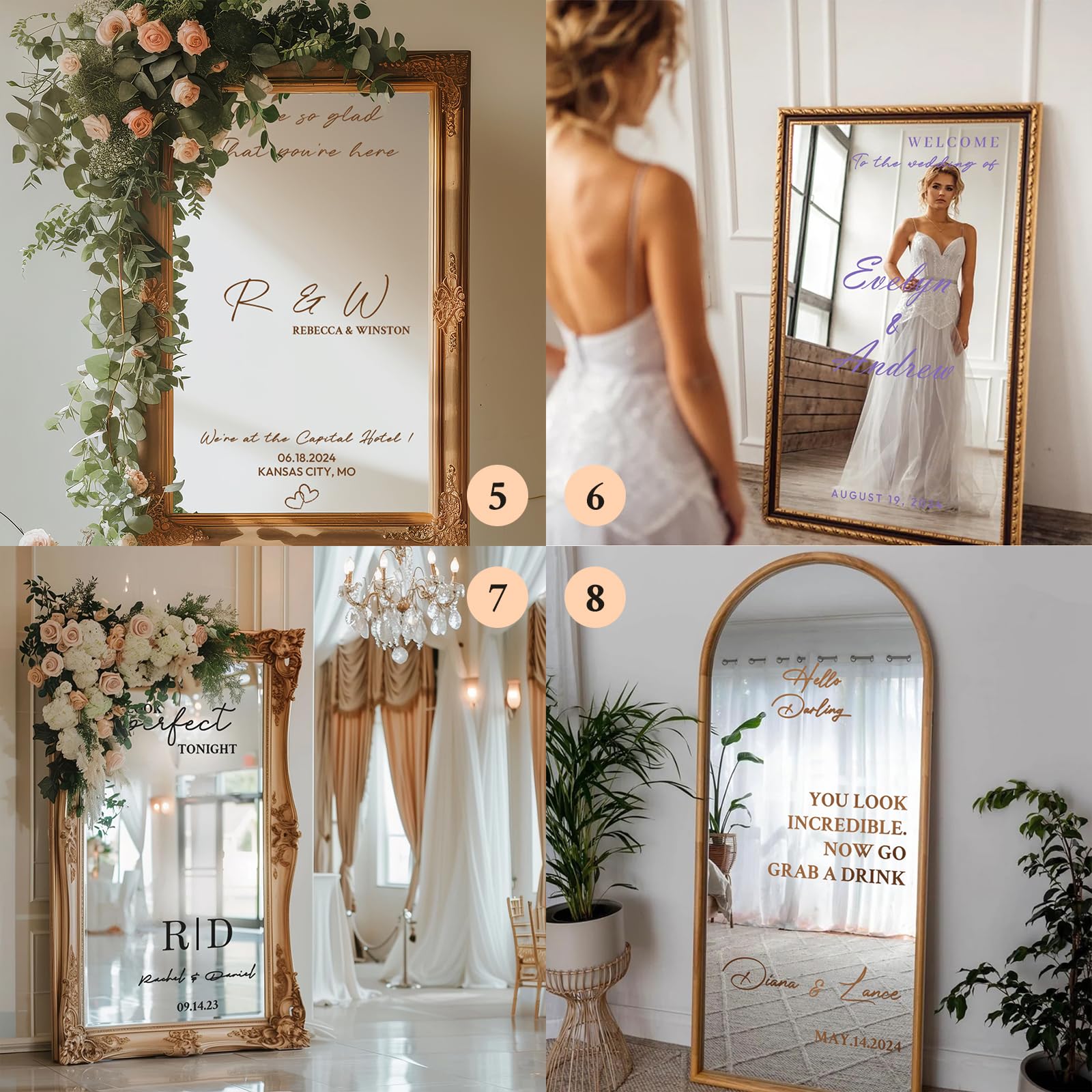 鏡/ミラーセット（Wedding Stickerつき） Amazon.com: Personalized Welcome Mirror Stickers - Custom Vinyl